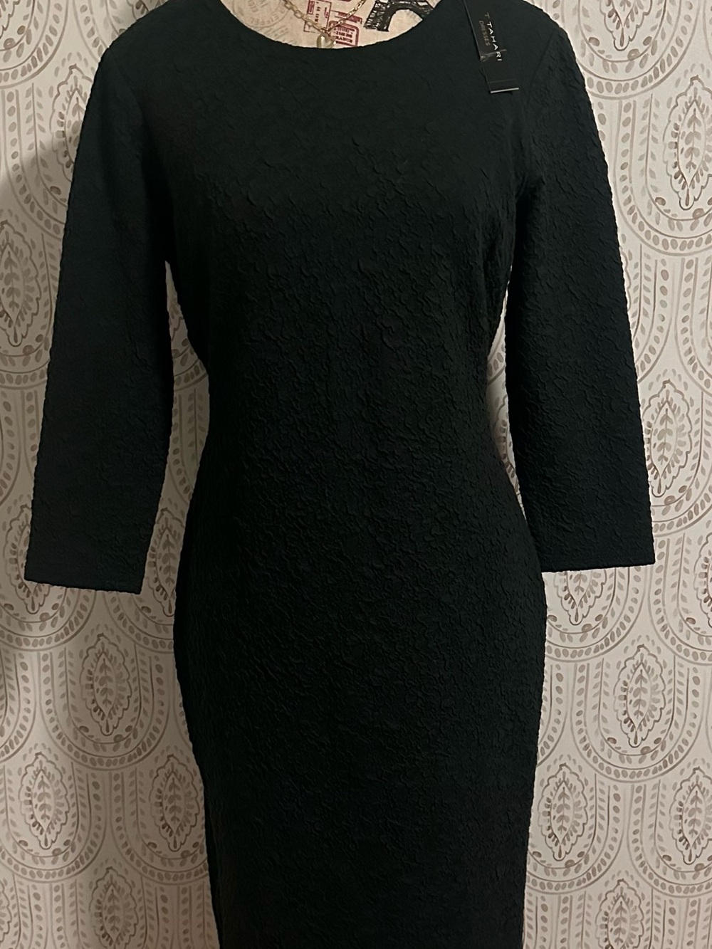 Elegant Green Textured Sheath Dress - Classic Women's Dress